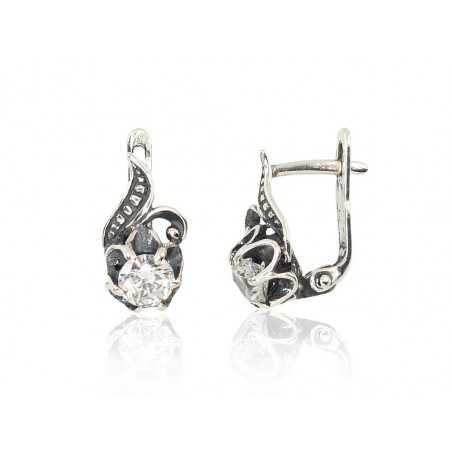 Sidabriniai auskarai anglišku užsegimu, Metalas: Sidabras, Praba: 925°, Akmuo: Cirkonai-Auskarai