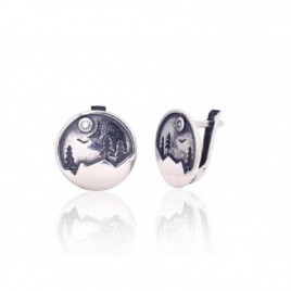 Sidabriniai auskarai ant cilindrinės spynos0