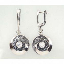 Sidabriniai auskarai anglišku užsegimu, Metalas: Sidabras, Praba: 925°, Akmuo: Cirkonai-Auskarai