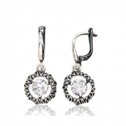 Sidabriniai auskarai anglišku užsegimu, Metalas: Sidabras, Praba: 925°, Akmuo: Cirkonai-Auskarai