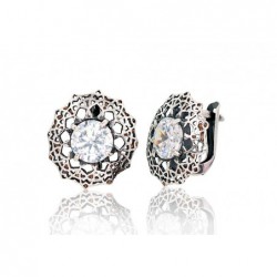 Sidabriniai auskarai ant cilindrinės spynos0