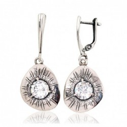 Sidabriniai auskarai anglišku užsegimu, Metalas: Sidabras, Praba: 925°, Akmuo: Cirkonai-Auskarai