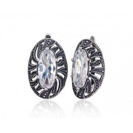 Sidabriniai auskarai ant cilindrinės spynos0