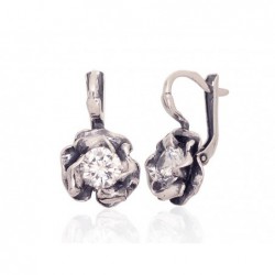 Sidabriniai auskarai anglišku užsegimu, Metalas: Sidabras, Praba: 925°, Akmuo: Cirkonai-Auskarai